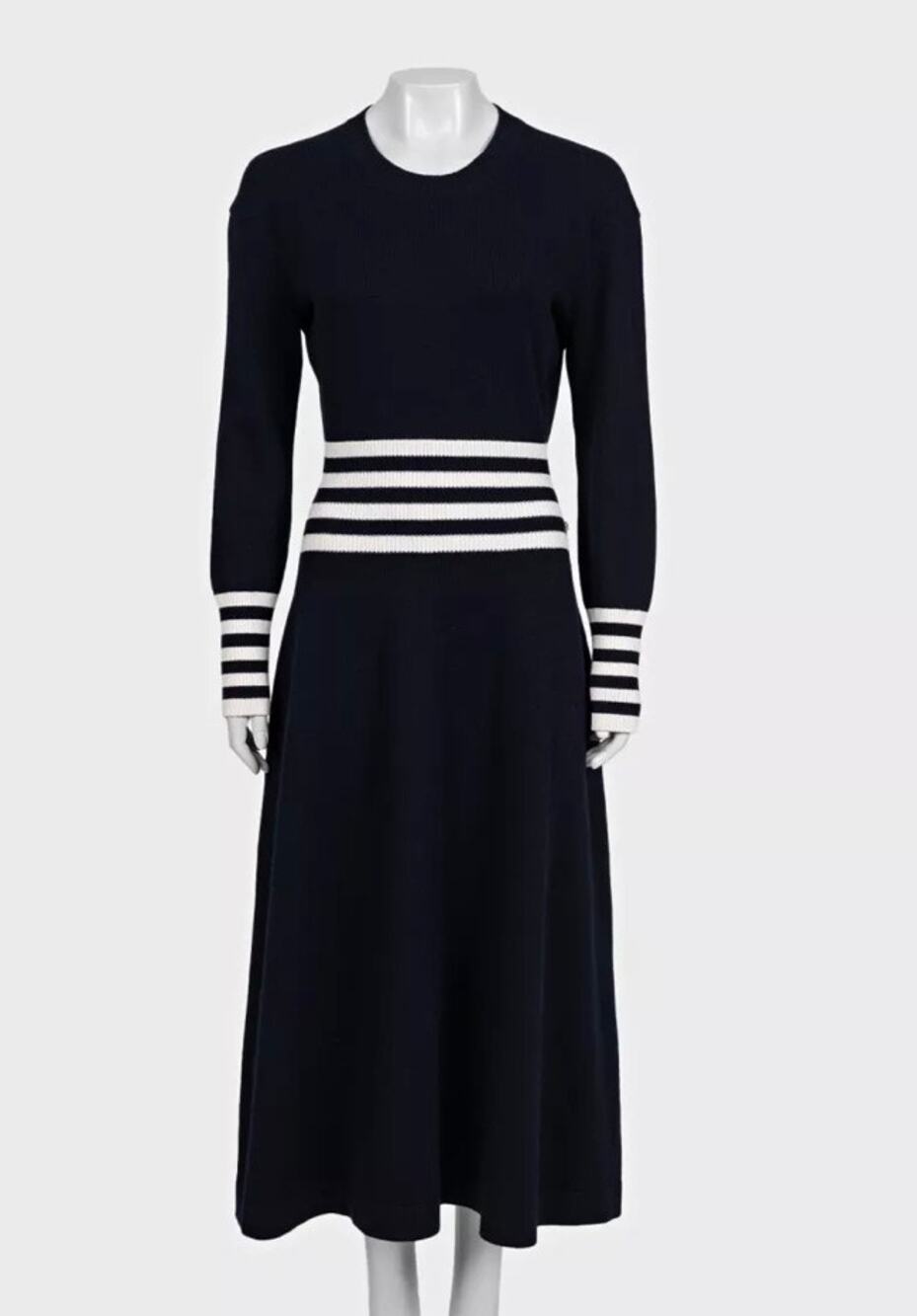 CHANEL Fall 2016 Cashmere Knit Striped Maxi Dress Sz.48/4XL